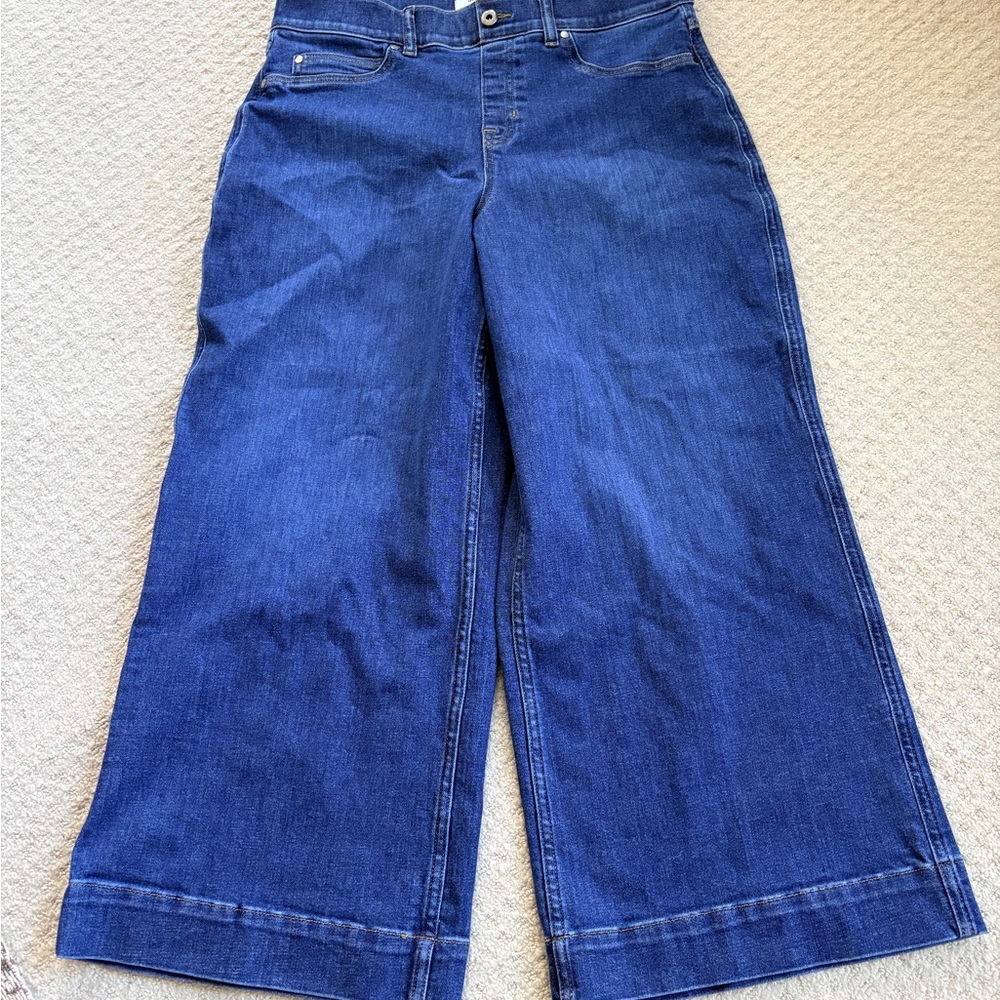 SPANX Original EveryWear Cropped Wide-Leg Dark Blue Jeans XL